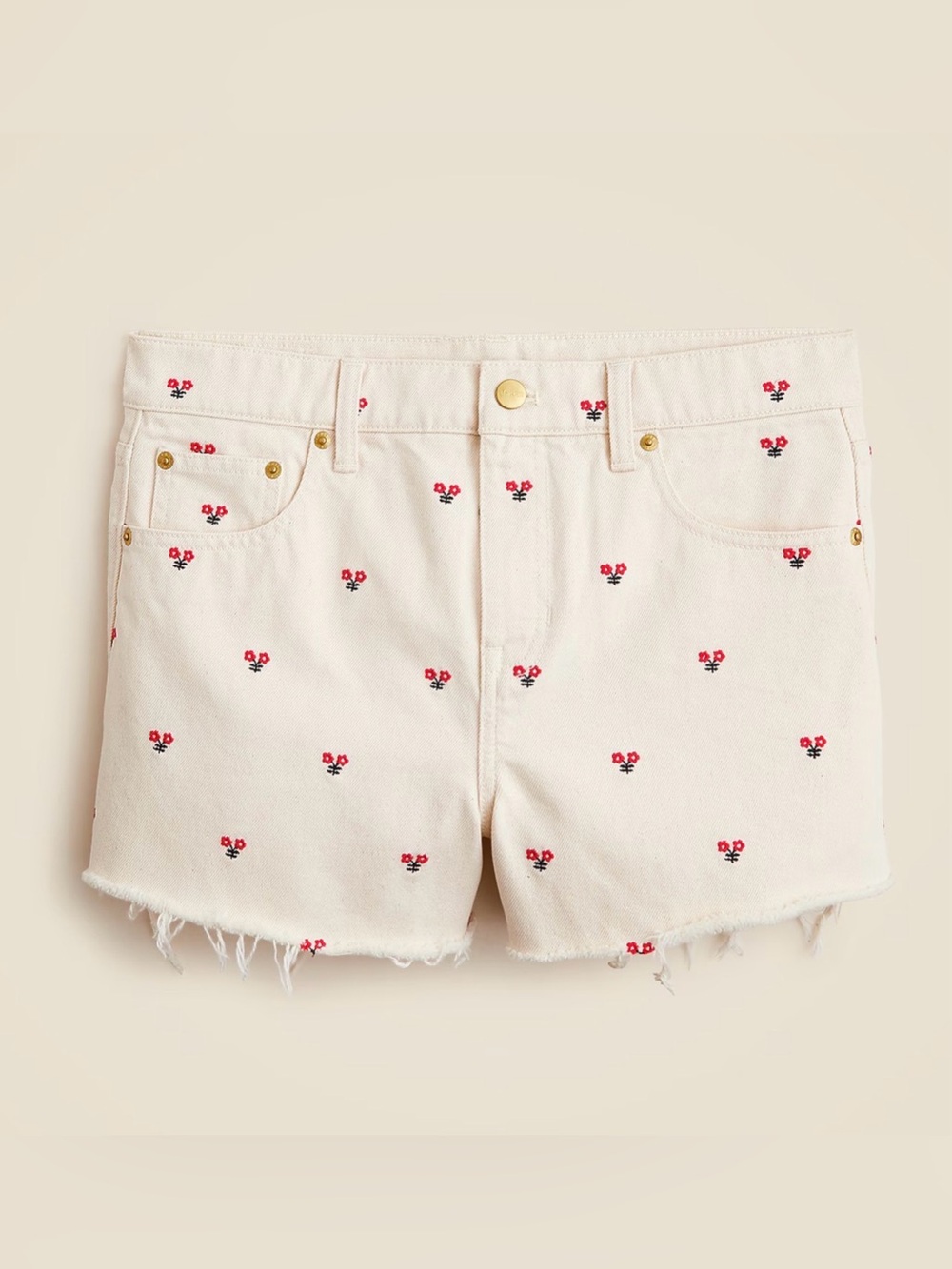 NWT J. Crew Embroidered Lower-Rise Denim Shorts Size 33